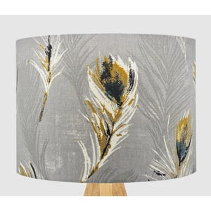 Feather Grey Modern Lampshade, Table Floor Lamp / Ceiling Pendant, Small Medium Large, 15cm 20cm 25cm 30cm 35cm 40cm, UK Fabric Light Shade