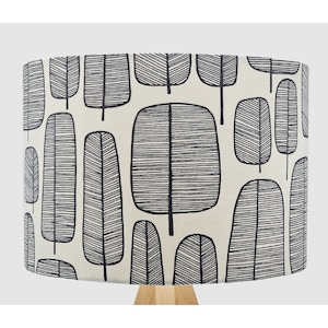 Retro Black White Lampshade Table Floor Lamp / Ceiling Pendant Small Medium Large, 15cm 20cm 25cm 30cm 35cm 40cm, UK Fabric Drum Light Shade