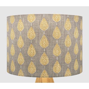 Grey Yellow Raindrop Lampshade, Table Floor Lamp / Ceiling Pendant Small Medium Large 15cm 20cm 25cm 30cm 35cm 40cm Fabric Drum Light Shade