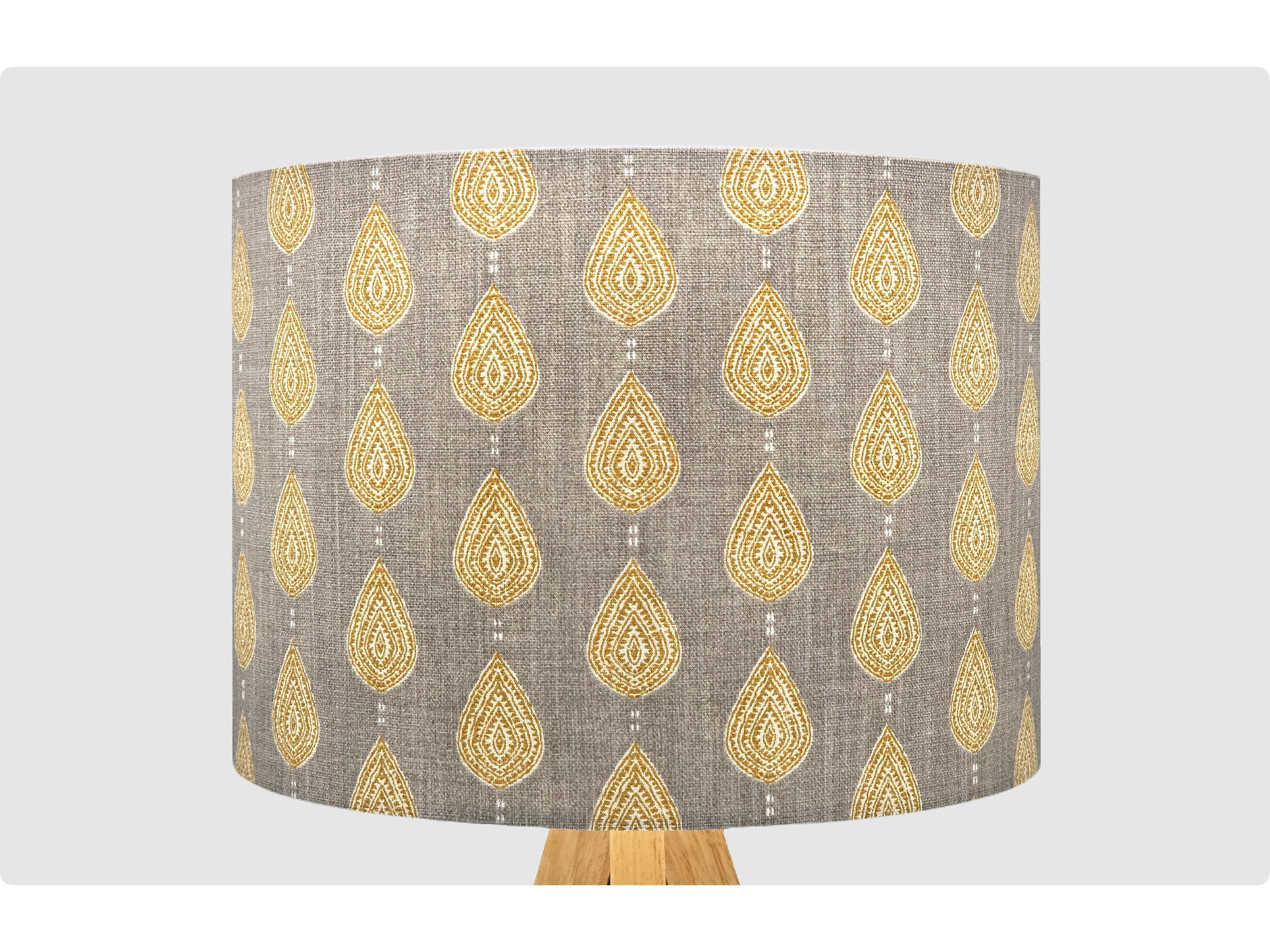 Grey Yellow Raindrop Lampshade, Table Floor Lamp / Ceiling Pendant Small  Medium Large 15cm 20cm 25cm 30cm 35cm 40cm Fabric Drum Light Shade - Etsy, image size:3000x2250