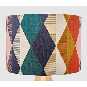 Geometric Orange Green Lampshade Table Floor Lamp / Ceiling Pendant Small Medium Large 15cm 20cm 25cm 30cm 35cm 40cm Fabric Drum Light Shade