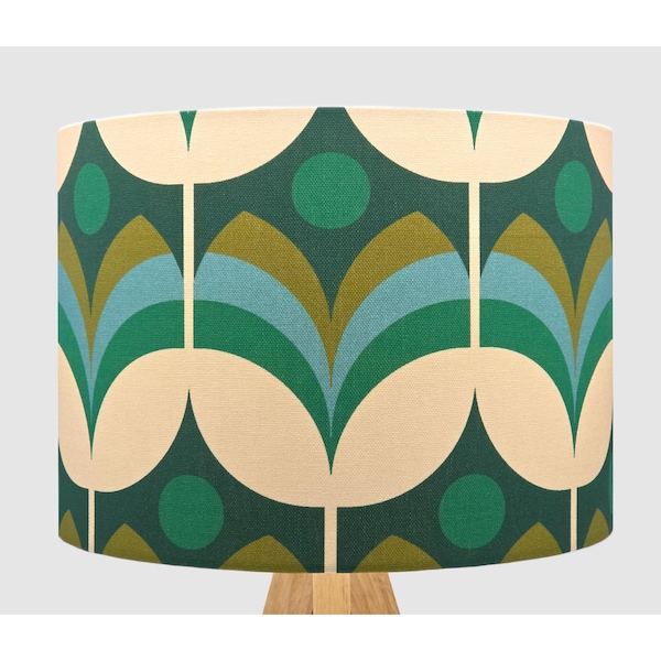 Retro Green Cream Flower Lampshade Table Floor Lamp Ceiling Pendant Small Medium Large 15cm 20cm 25cm 30cm 35cm 40cm Fabric Drum Light Shade