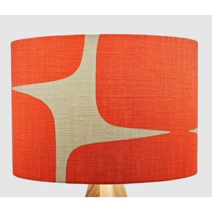 Retro Orange Ivory Lampshade, Table Floor Lamp / Ceiling Pendant, Small Medium Large, 20cm 25cm 30cm 35cm 40cm, UK Fabric Light Shade