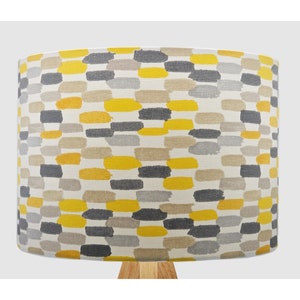 Modern Grey Yellow Lampshade, Table Floor Lamp / Ceiling Pendant Small Medium Large 15cm 20cm 25cm 30cm 35cm 40cm UK Fabric Drum Light Shade