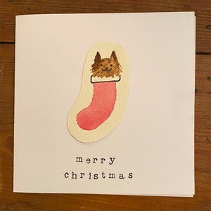 Carte de chat de Noël aquarelle faite main