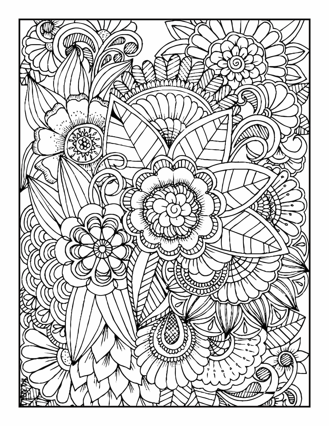 Coloring Book Pages Set Fifteen Floral Designs 10 - Etsy