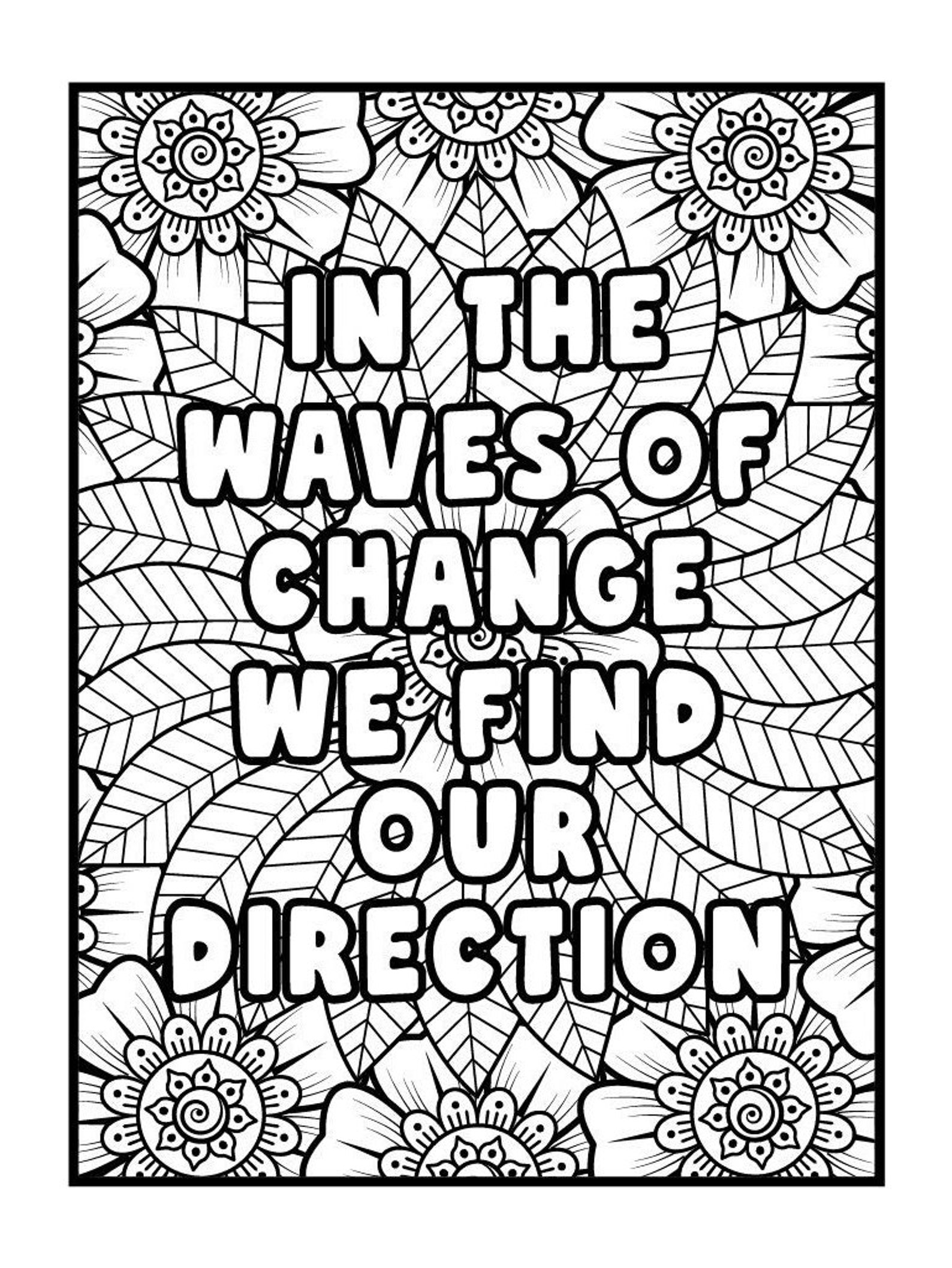 Coloring Book Pages Quotes With Floral Designs 10 Different Designs