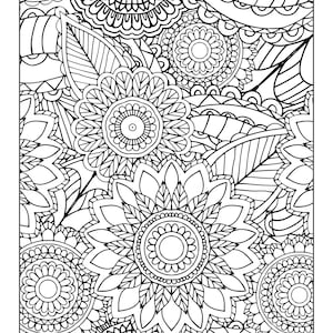 Coloring Book Pages Set Two | Floral Designs | 10 different designs | Adult Coloring