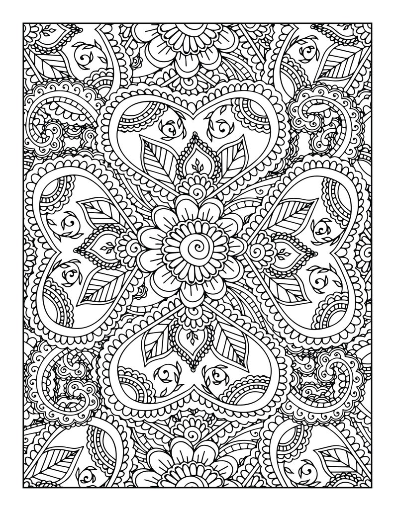 Coloring Book Pages Set Two Floral Designs 10 Different - Etsy