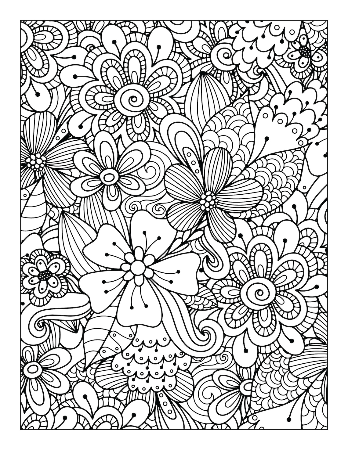 Coloring Book Pages Set One Floral Designs 10 Different - Etsy