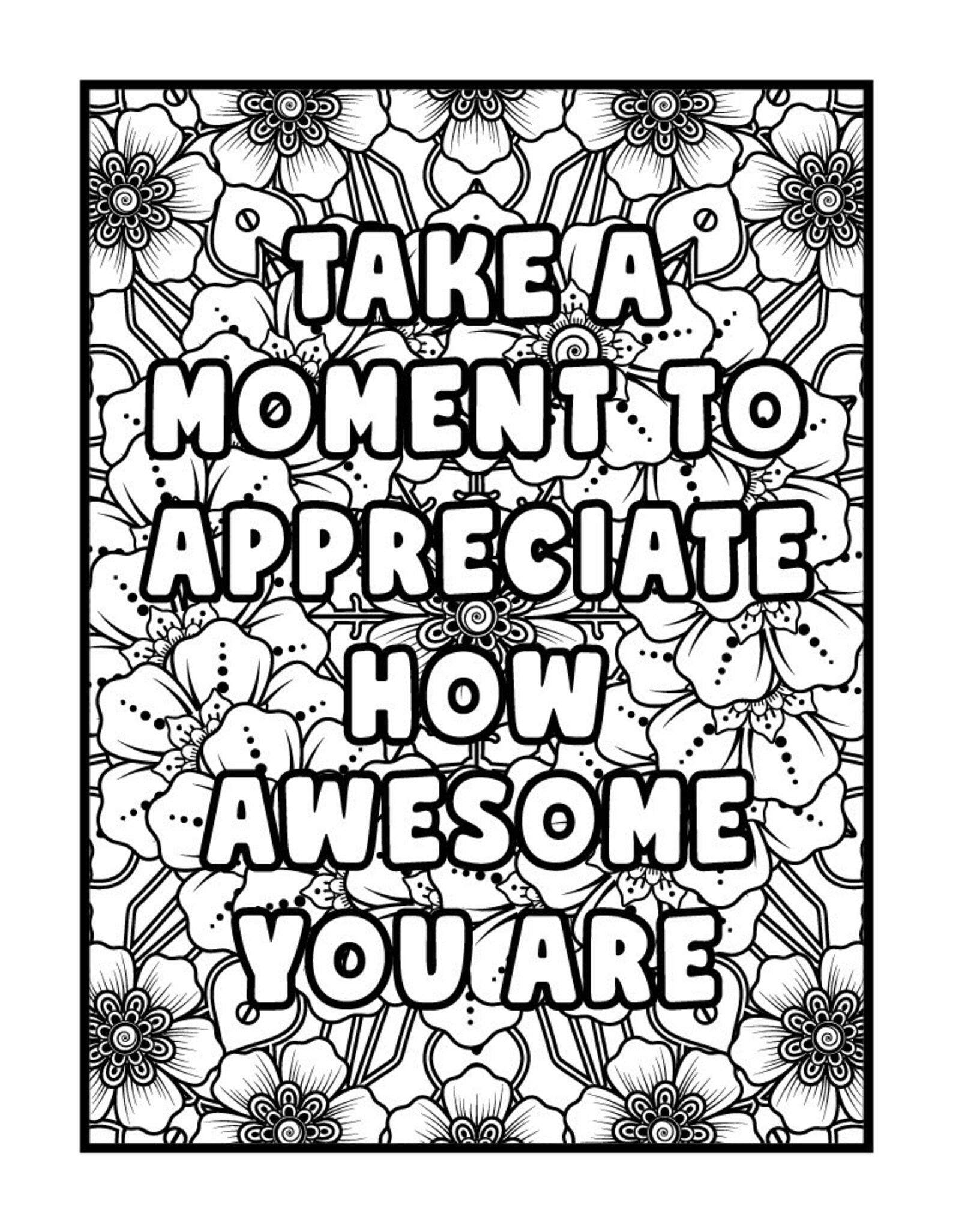 Coloring Book Pages Quotes With Floral Designs 10 Different Designs