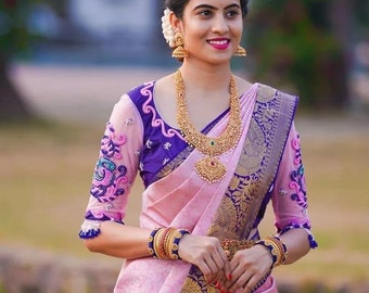 pink colour wedding pattu saree