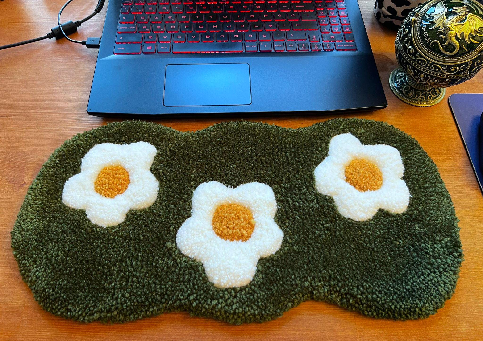 Desktop Rug Handmade Daisy Computer Keyboard Rug: Green Desk Decor (45x22 Cm) - Etsy