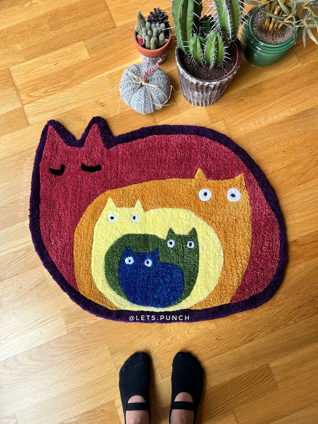 Nested Cat Rug - Colorful Rug - Unique Rug - %100 Handmade - Etsy