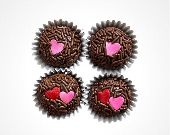 I Love You Heart Brazilian Brigadeiros Box of 4 Filled Brigadeiros