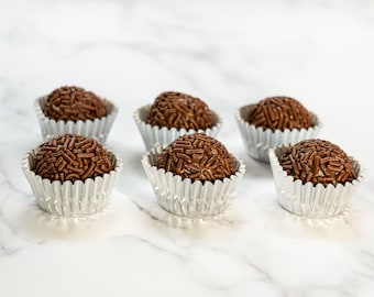 Traditional Brazilian Chocolate Brigadeiros in a Gift and Party Box - No additives Natural Gluten Free. Free Shipping Over 35.