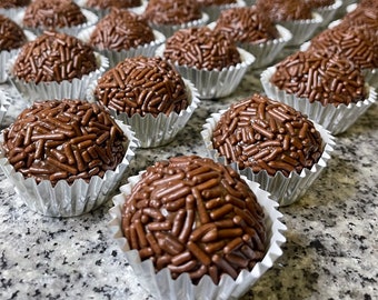 Brazilian Brigadeiro Chocolates with Natural and Organic Ingredients. No additives Natural Gluten Free Chocolates 24, or 50 Units. Party Box