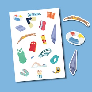 Schwimmen Stickerbogen A6