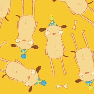 Feesthond inpakpapier, grappige hond verjaardagscadeaupapier, honden in feestmutsen, eigenzinnige huisdierliefhebber cadeaupapier rol, leuk dier feestdecor