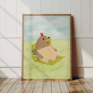 Stampa murale di pollo divertente / Stampa murale per cucina / Stampa murale Happy Hour / Stampa murale Dopamina