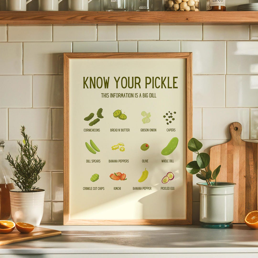 Pickle Chart Art Print | Pickle Art for Kitchen | Pickle Lover Gift ...