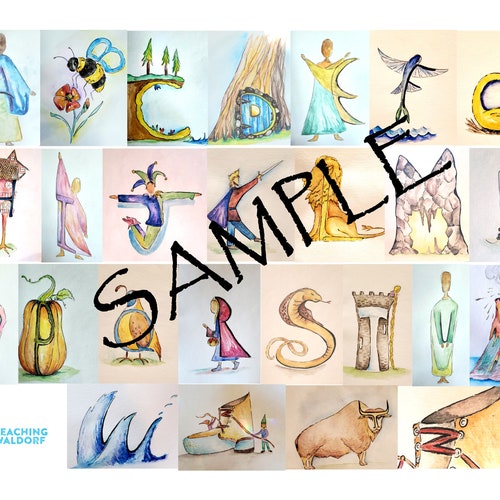 Waldorf Alphabet Printable 8.5x10 Card School Decor Instant Etsy