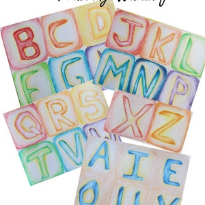 Cartões de decoração Waldorf Uppercase Alphabet sala de aula em casa