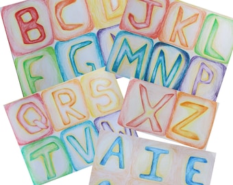Waldorf Uppercase Alphabet décor cards homeschool classroom