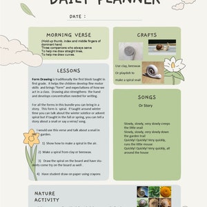 Waldorf Lesson Plan Digital Download Planner School Homeschool Steiner