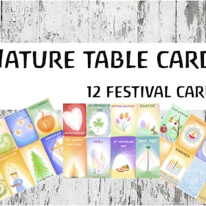 Karty Waldorf Steiner Festival Cyfrowe karty świąteczne do druku natura stół klasa