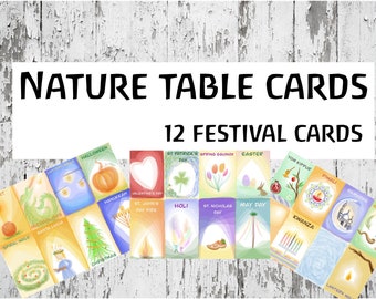 Waldorf Steiner Festival cards Digital printable holiday cards nature table classroom