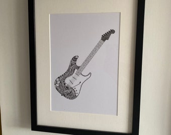 Electric Guitar hand drawn print