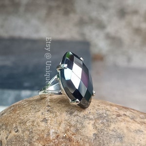 Natural Lovely Hematite Rings, 925 Sterling Silver Rings, Black Hematite Rings, Black Stone Rings, Hematite Bands Jewelry, Ring Gift for Her