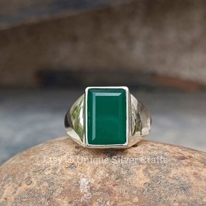 Natural Green Onyx Stone 925 Sterling Silver Ring, Green Onyx Dainty Ring, May Birthstone, Love's Propose Ring, Healing Green Stone Ring