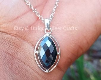 Natural Lovely Hematite Pendant, 925 Sterling Silver Pendant, Hematite Drop Pendant, Black Stone Pendant, Black Hematite Jewelry, Gift Item