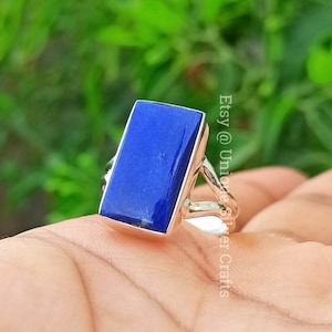 Handmade Lapis Lazuli 925 Sterling Silver Ring: Bohemian Style