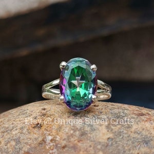 Mystic Topaz Sterling Silver Ring - November Birthstone