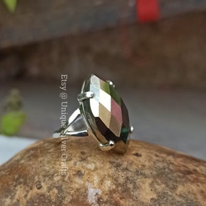 Natural Golden Pyrite Gemstone 925 Sterling Silver Ring, Marquise Shape Unisex Fashionable Handmade Ring, Dedicated Ring, Dainty Unisex Ring