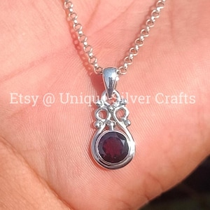 Natural Garnet 925 Sterling Silver Pendant: January Birthstone