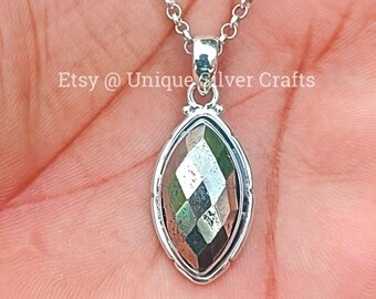 Golden Pyrite Teardrop 925 Sterling Silver Pendant, Natural Pyrite Pendant, Natural Gemstone Pendant, Decent Pendant Wedding Gift For Love