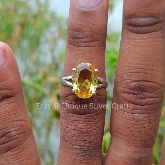 Real Yellow Topaz Stone - Original Topaz Ring - Birthstone Ring - Silver  925 | eBay