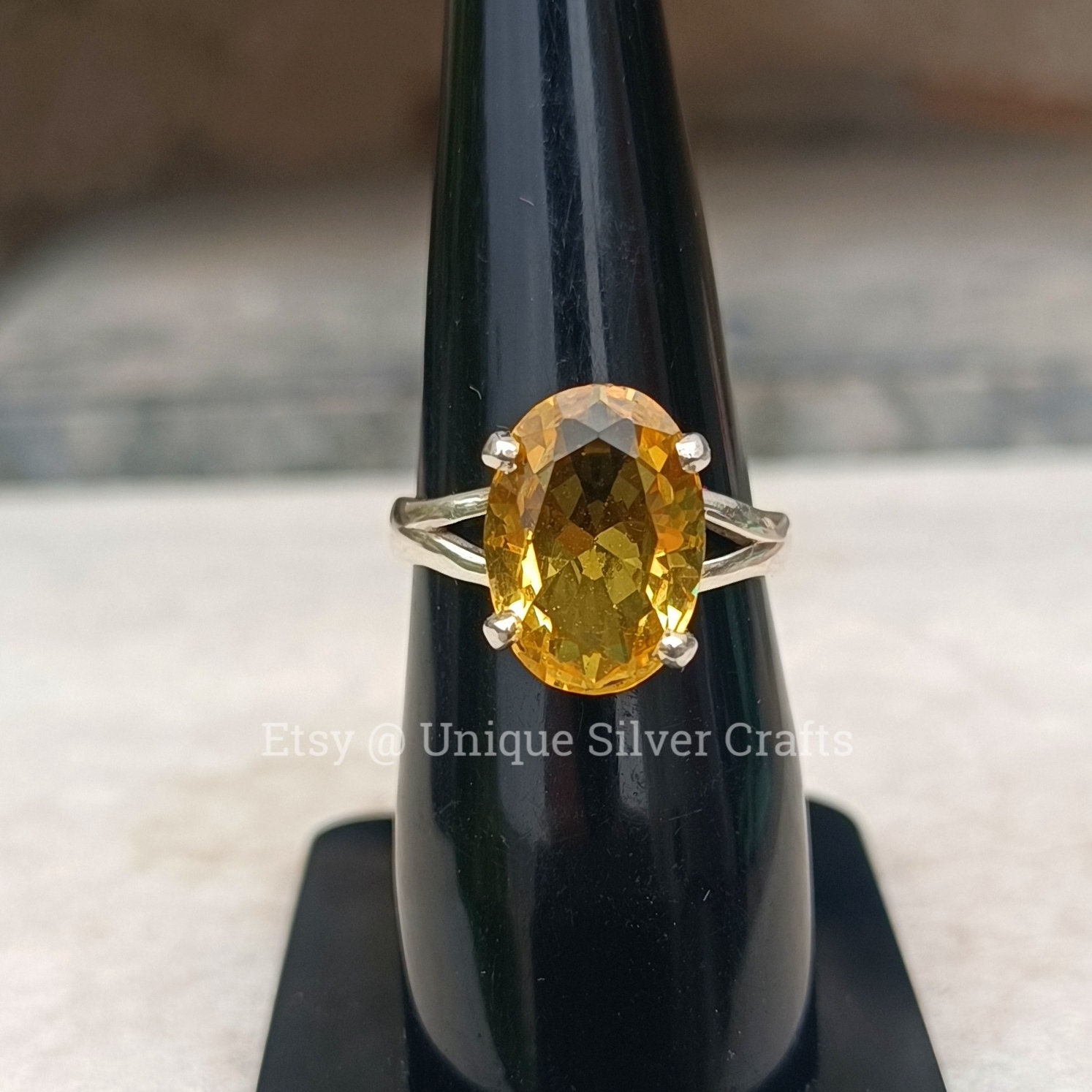 Blue Topaz,Fire Opal Citrine Antique Style Three Stone ring - 14K Yellow  Gold |JewelsForMe