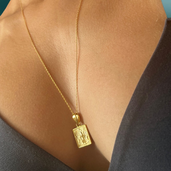 Ra Sun God Pendant Necklace - Ancient Egyptian Symbols - Unique Charm Silver - Elegance Jewelry for Man, Woman, Unisex - Small Size Pendant