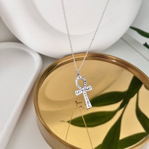 Ciondolo in argento sterling della dea Ankh, geroglifico egiziano gioielli in argento per uomo e donna, regalo unisex per lei e il suo