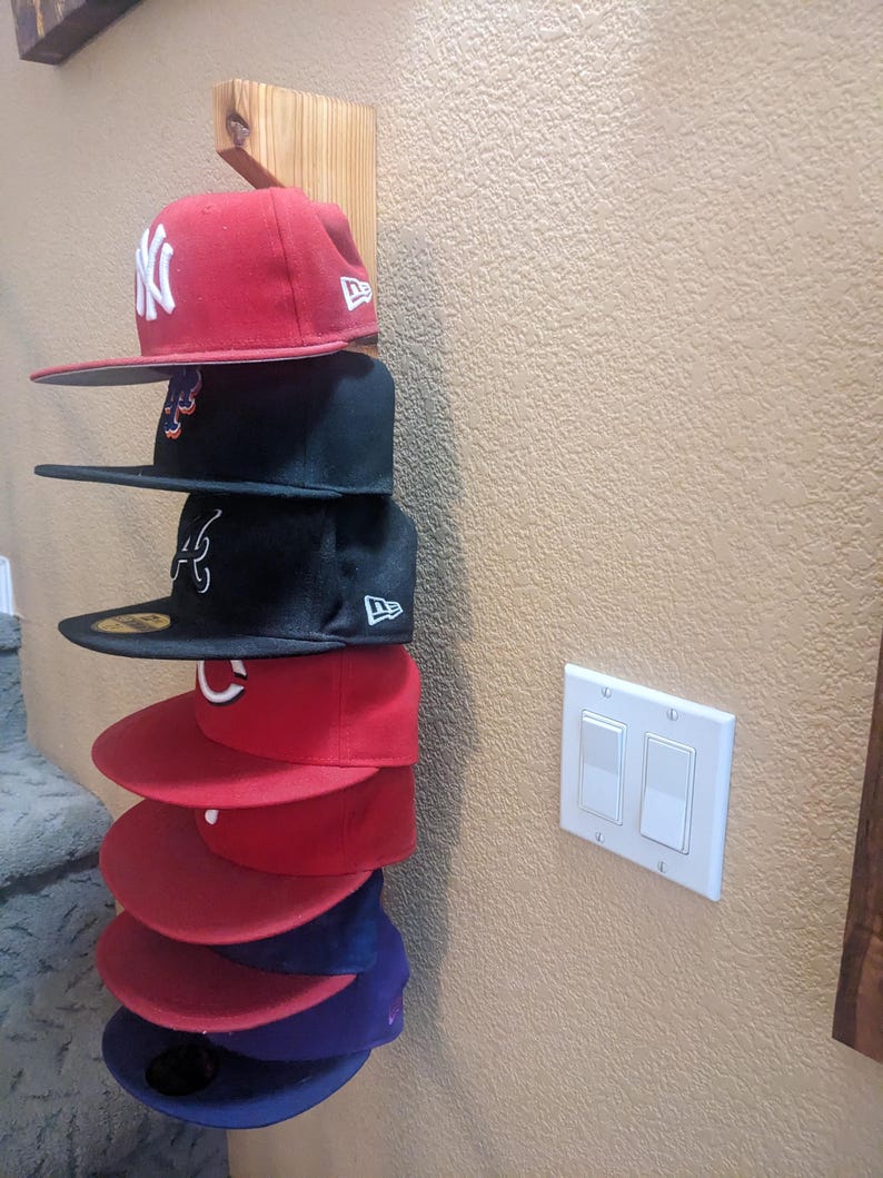 Joe Hat Rack Solid Pine Wood Hat Rack – 7 Hat Wall Organizer | Rustic Natural Oil ...