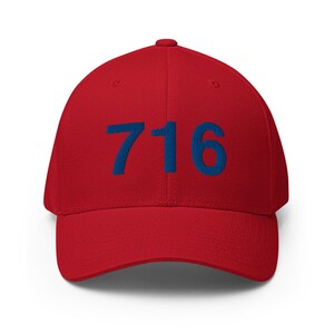Blue and Red 716 Buffalo Area Code Closed Back Hat