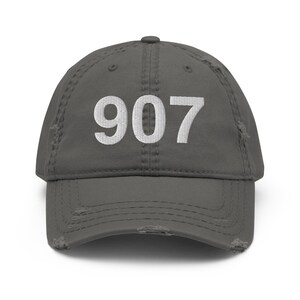 907 Alaska Area Code Distressed Dad Hat