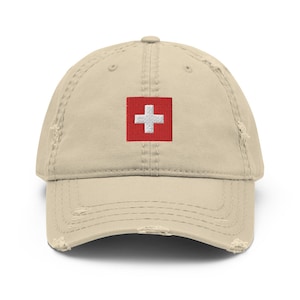 Schweiz Flagge Distressed Dad Hut