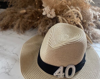 40th birthday hat , fedora hat, birthday hat, birthday accessories, 40th, hair accessories, birthday, holiday hat, holiday accessory,beach