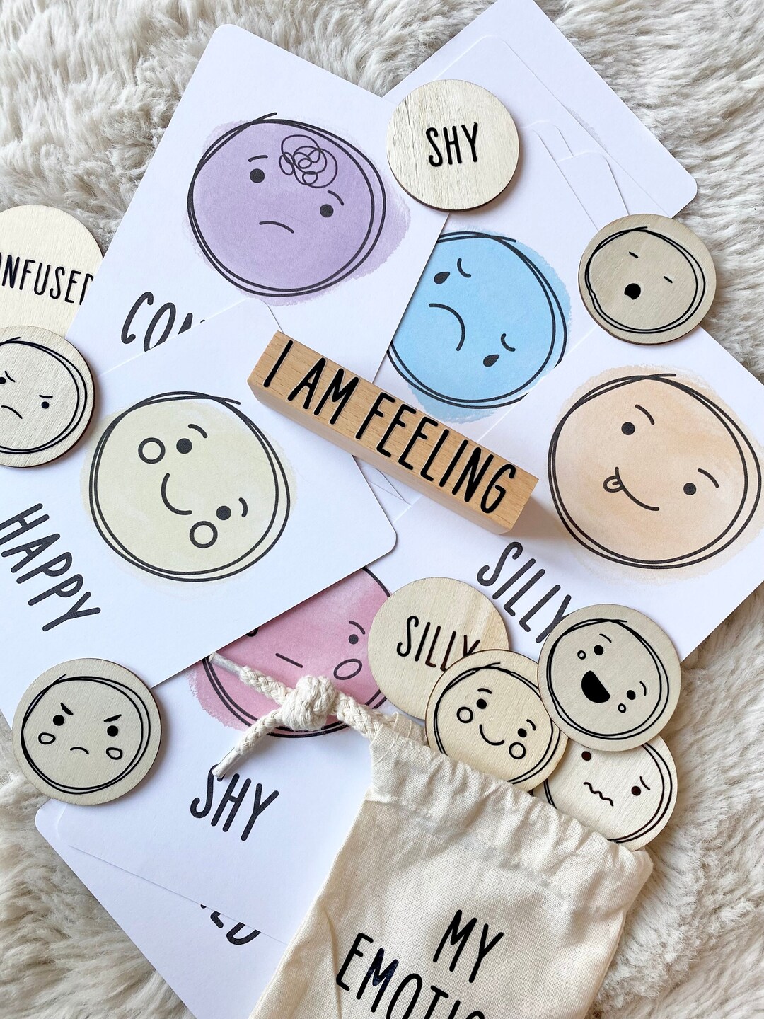 Emotion Flashcards Bundle X12 Feelings Card, Kids Mental Health Aid
